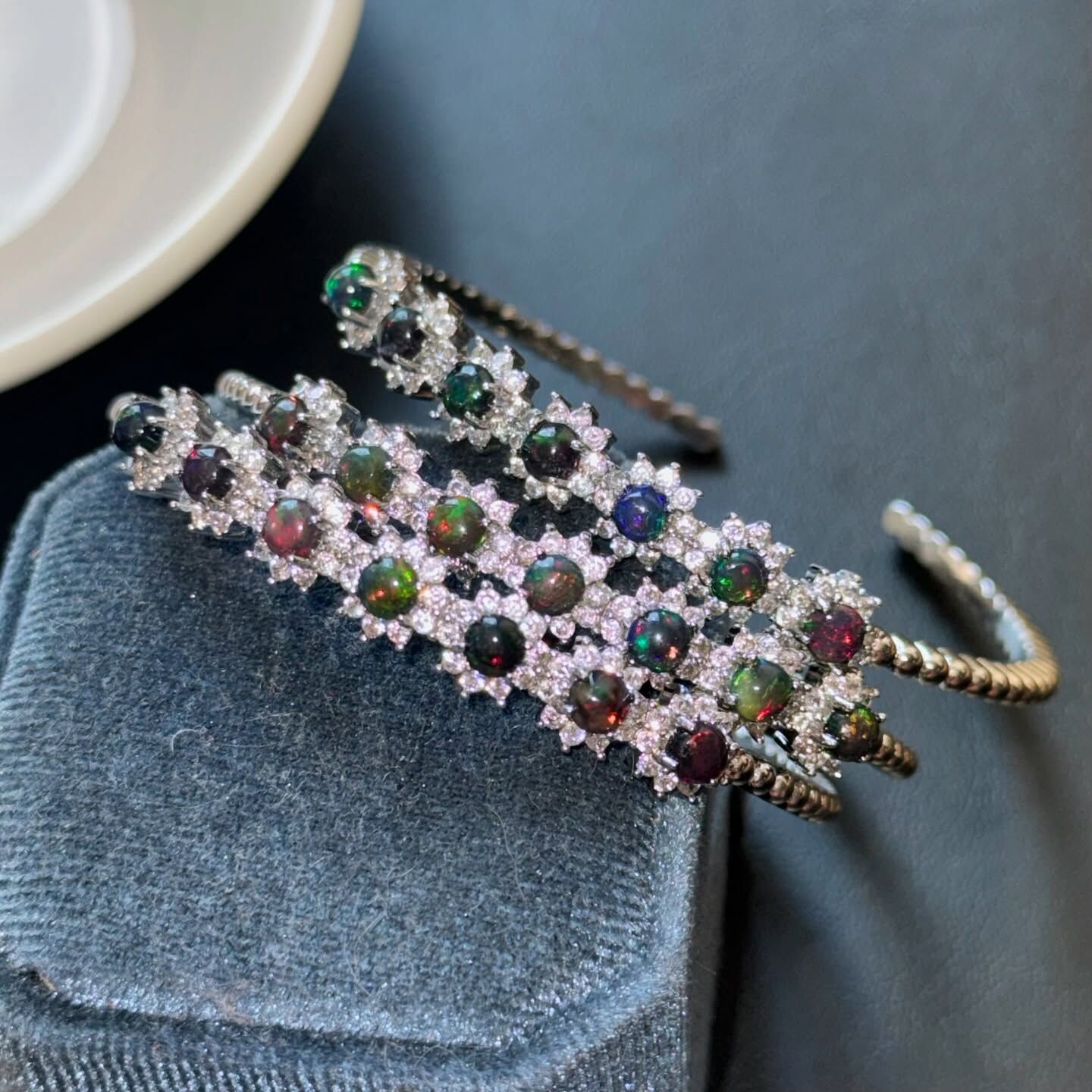 [原石] 黑衣索比亞蛋白石 金屬手鐲 銅手鐲