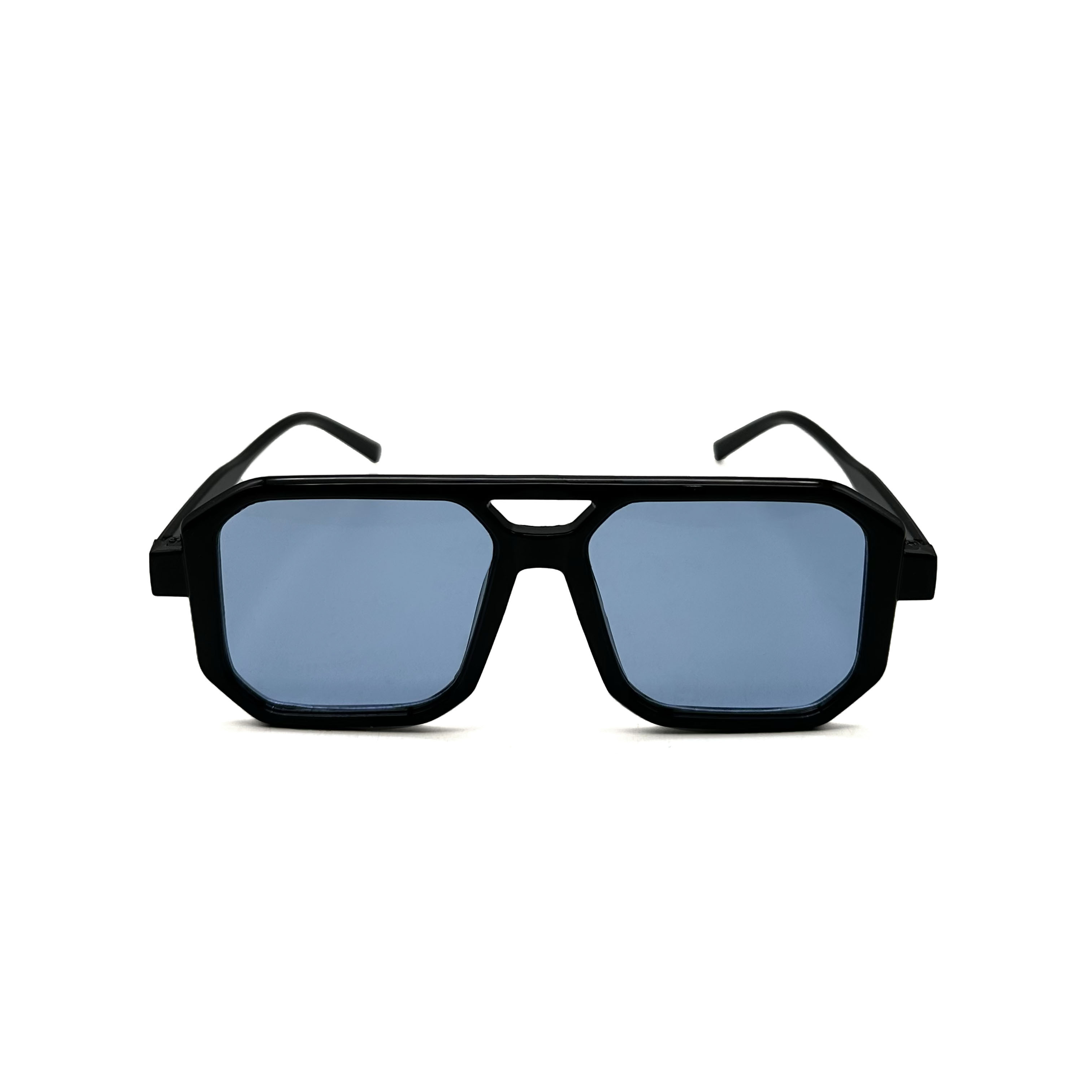 CHILL厚框切角幾何眼鏡-藍