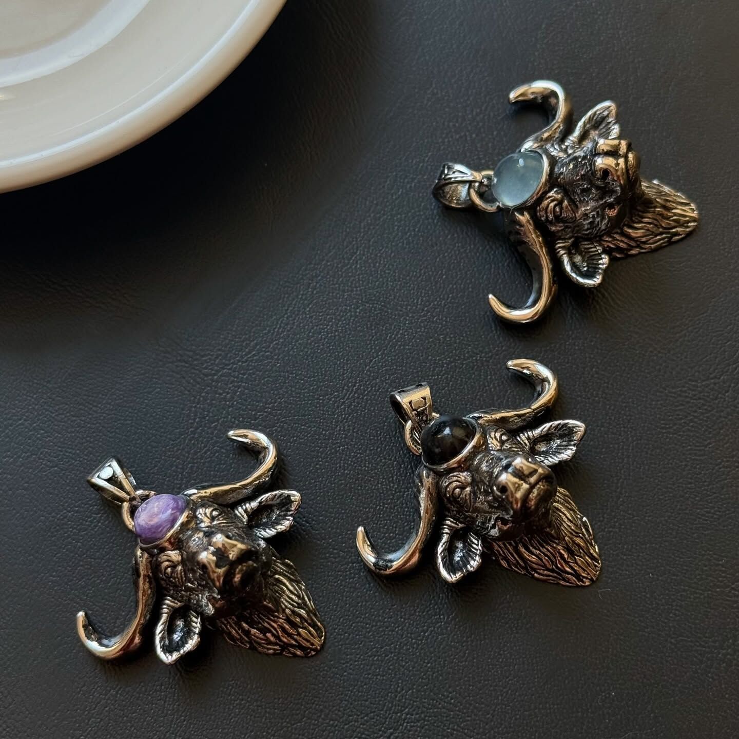 [原石] 水晶生肖項鏈吊墜 水晶項鍊吊墜 紫龍晶、金運石、海藍寶