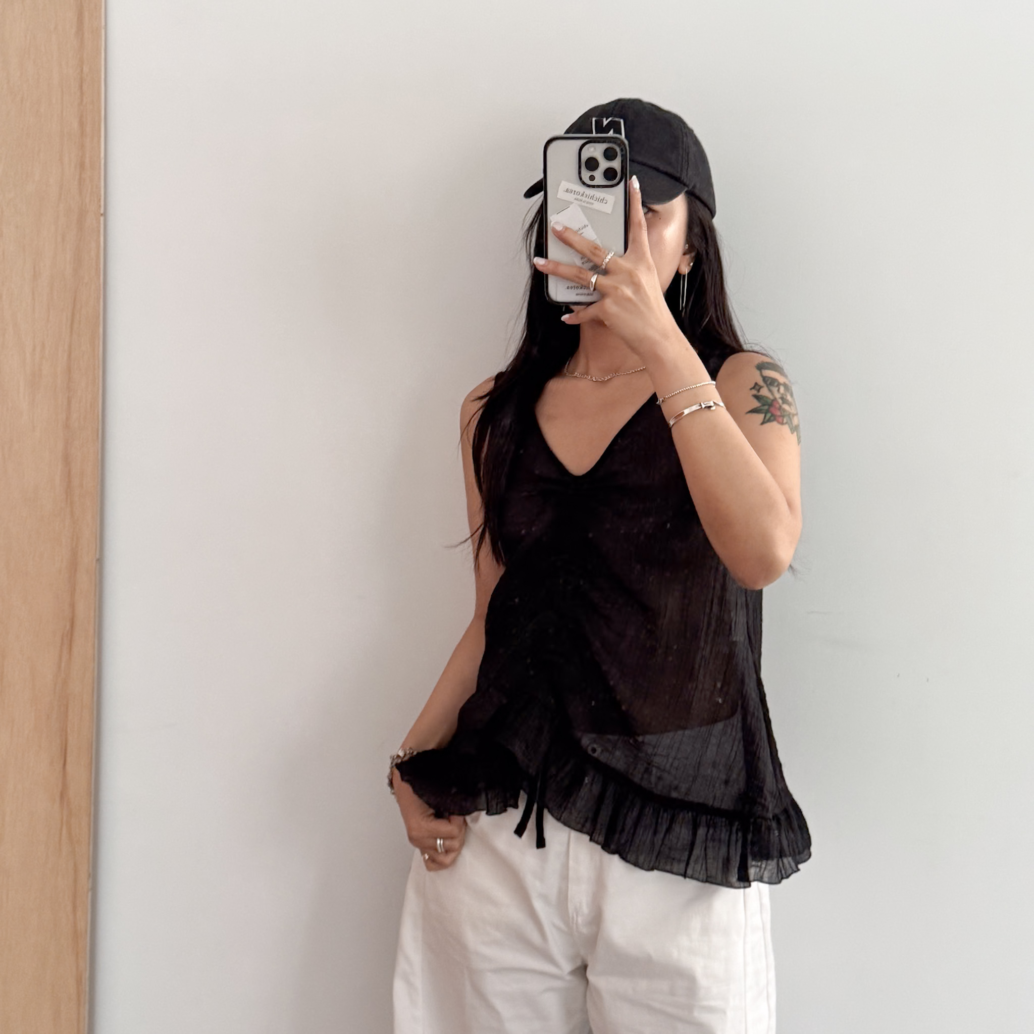 A38不規則下擺抽繩背心(黑)