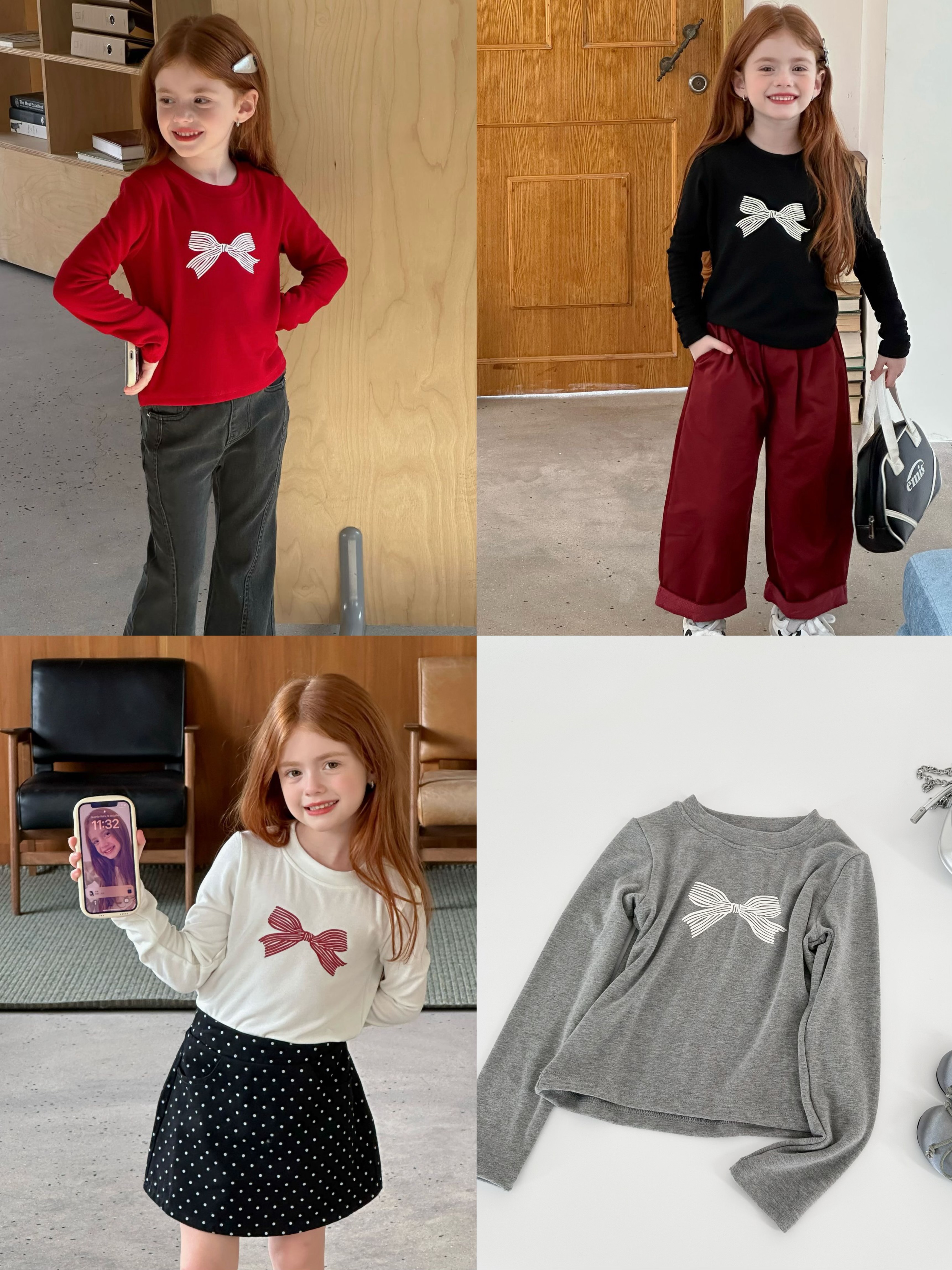 四色甜美蝴蝶結上衣