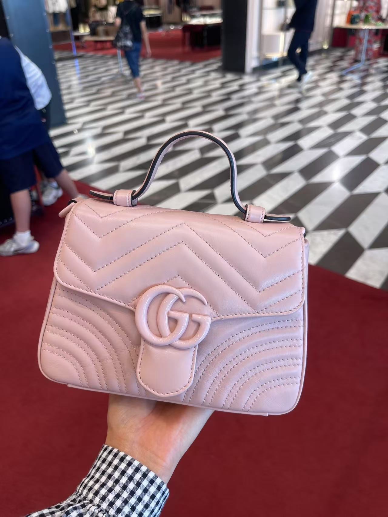 Gucci Bag GG Marmont Tophandle Chain Bag Pink 702563
