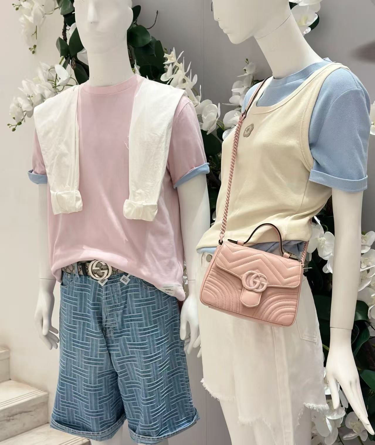 Gucci Bag GG Marmont Tophandle Chain Bag Pink 702563