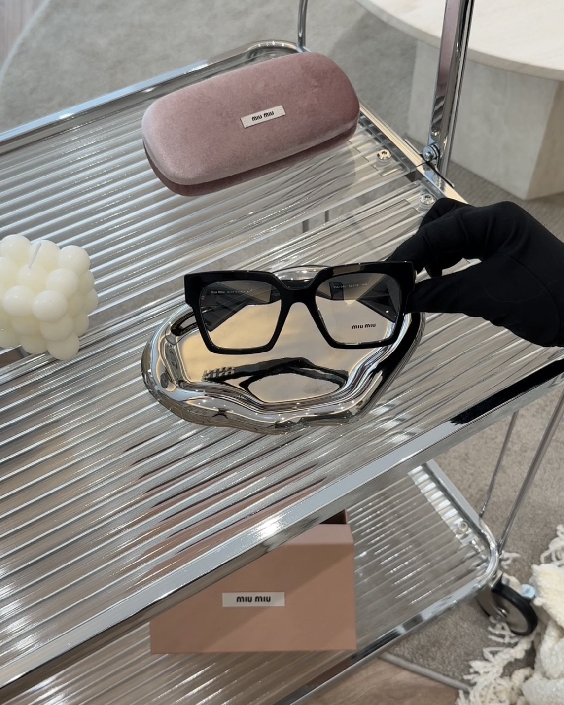 MIUMIU｜OMU04方形平光眼鏡 黑色