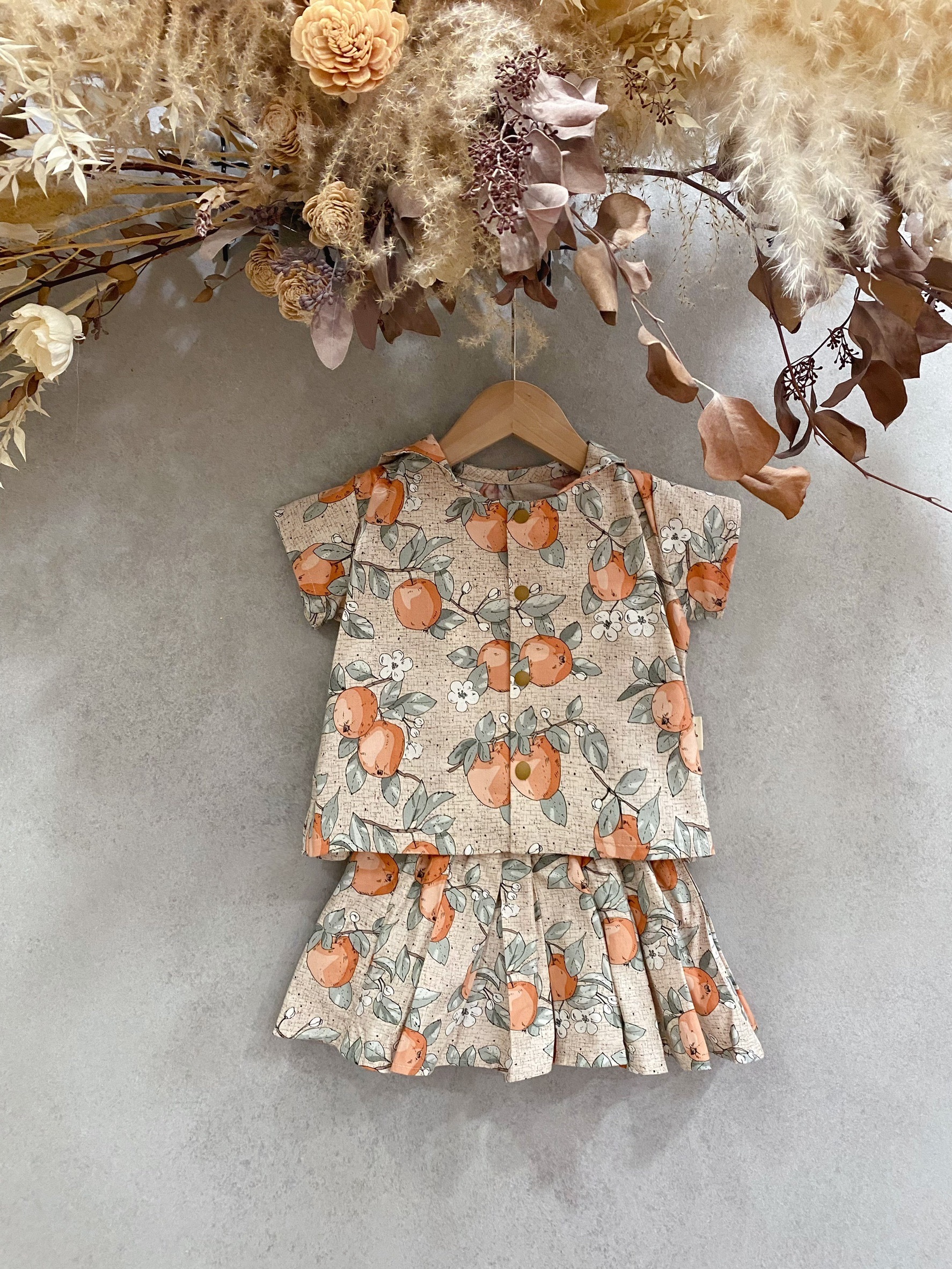 蘋果 海軍領短袖上衣套裝(裙)（80）