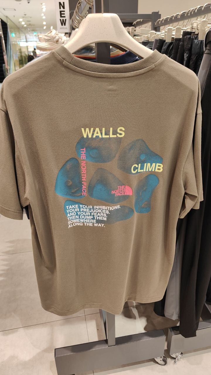 [K] THENORTHFACE BEIGE BROWN M'S WALLS TEE, NT7UR63A-BBR (KTNF30)