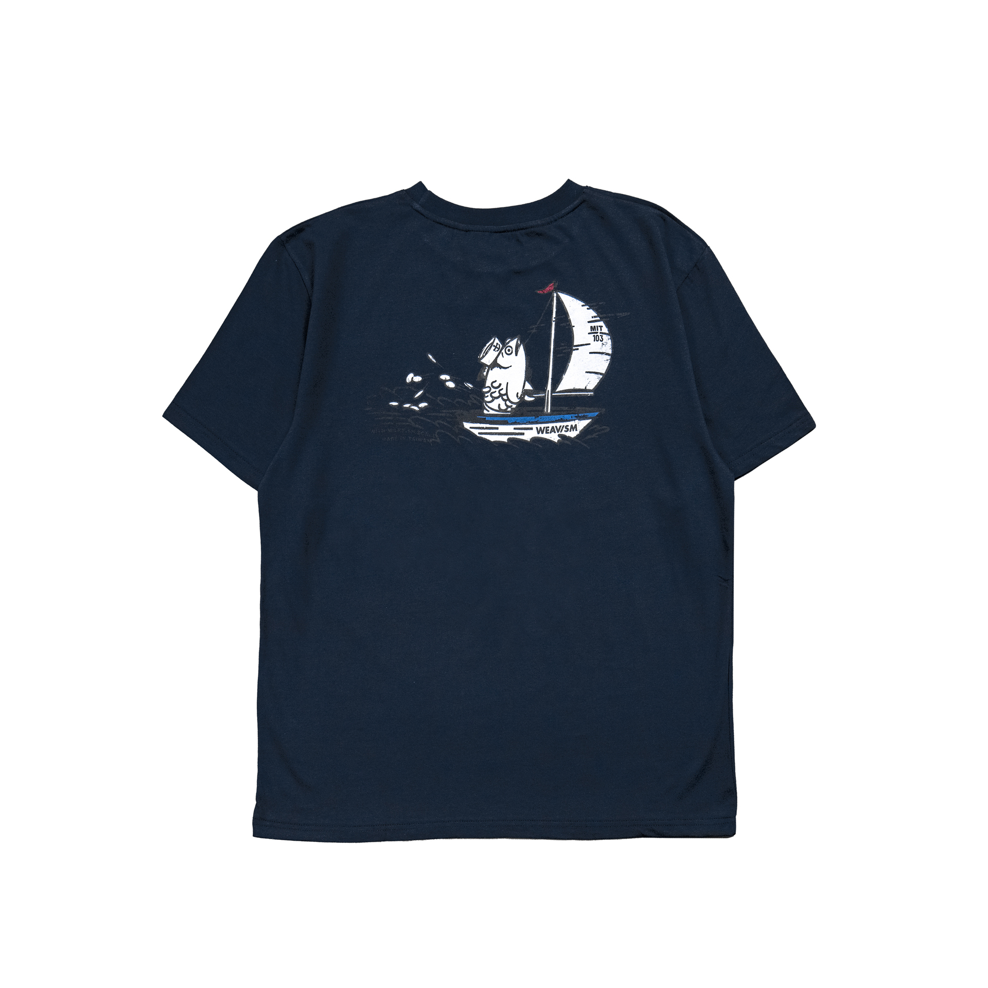 航海虱目魚海洋膠原棉Tee-藍