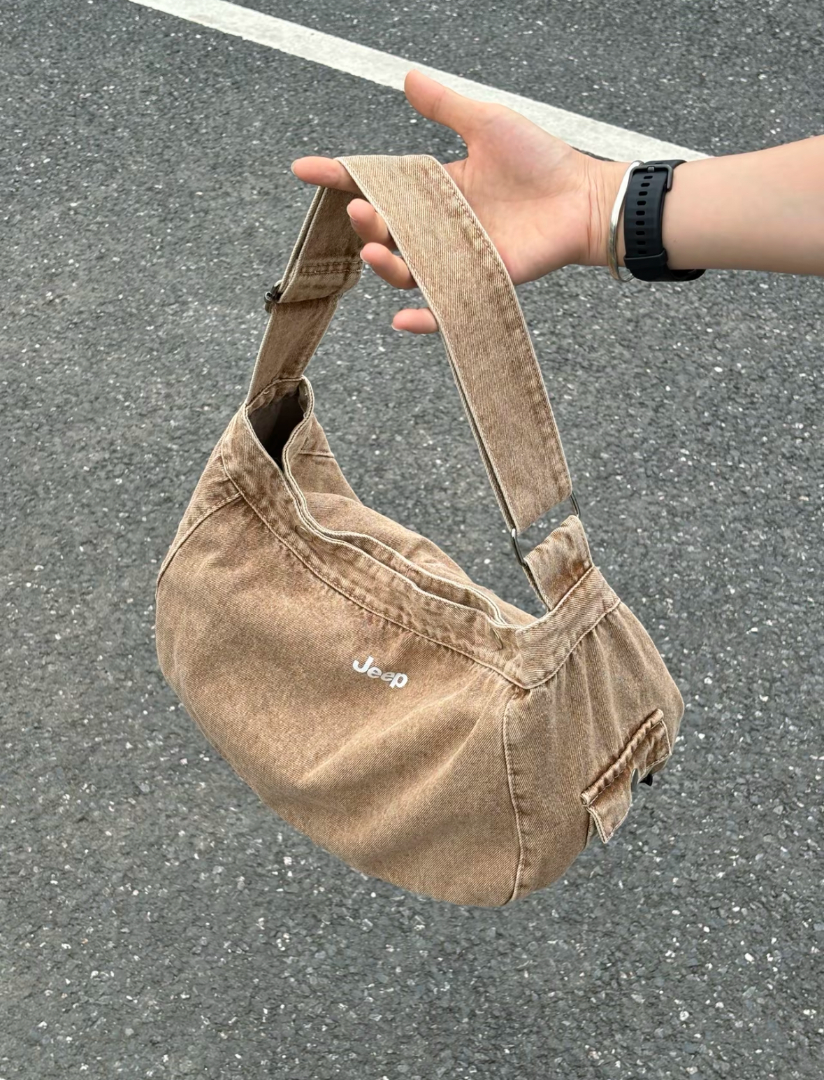 代購-Jeep吉普 復古 牛仔布 斜挎單肩包 4色