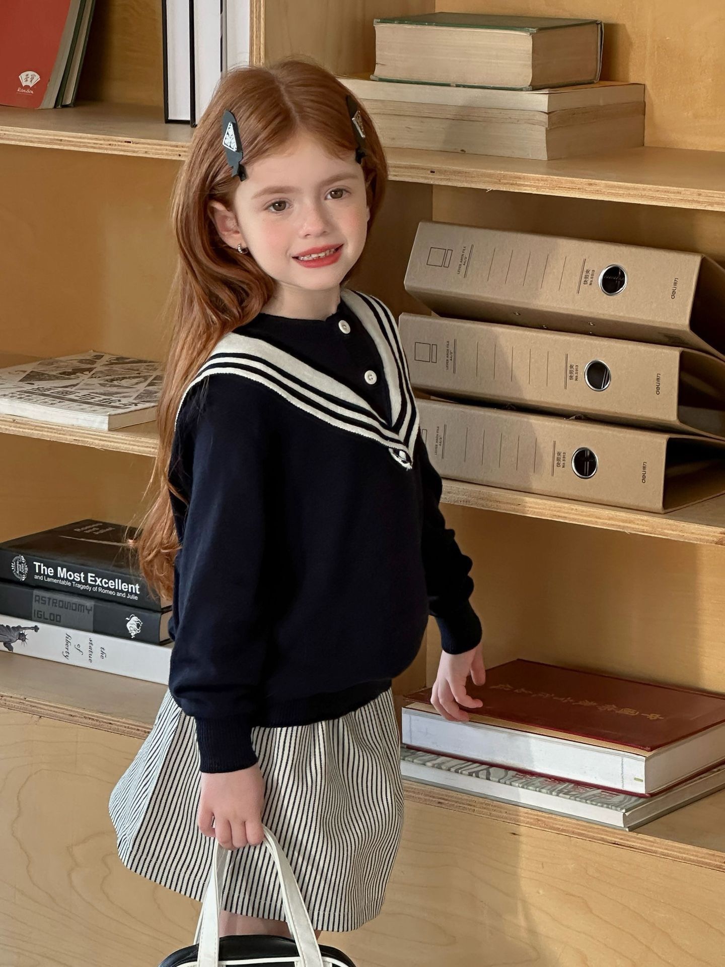 時髦海軍風針織上衣