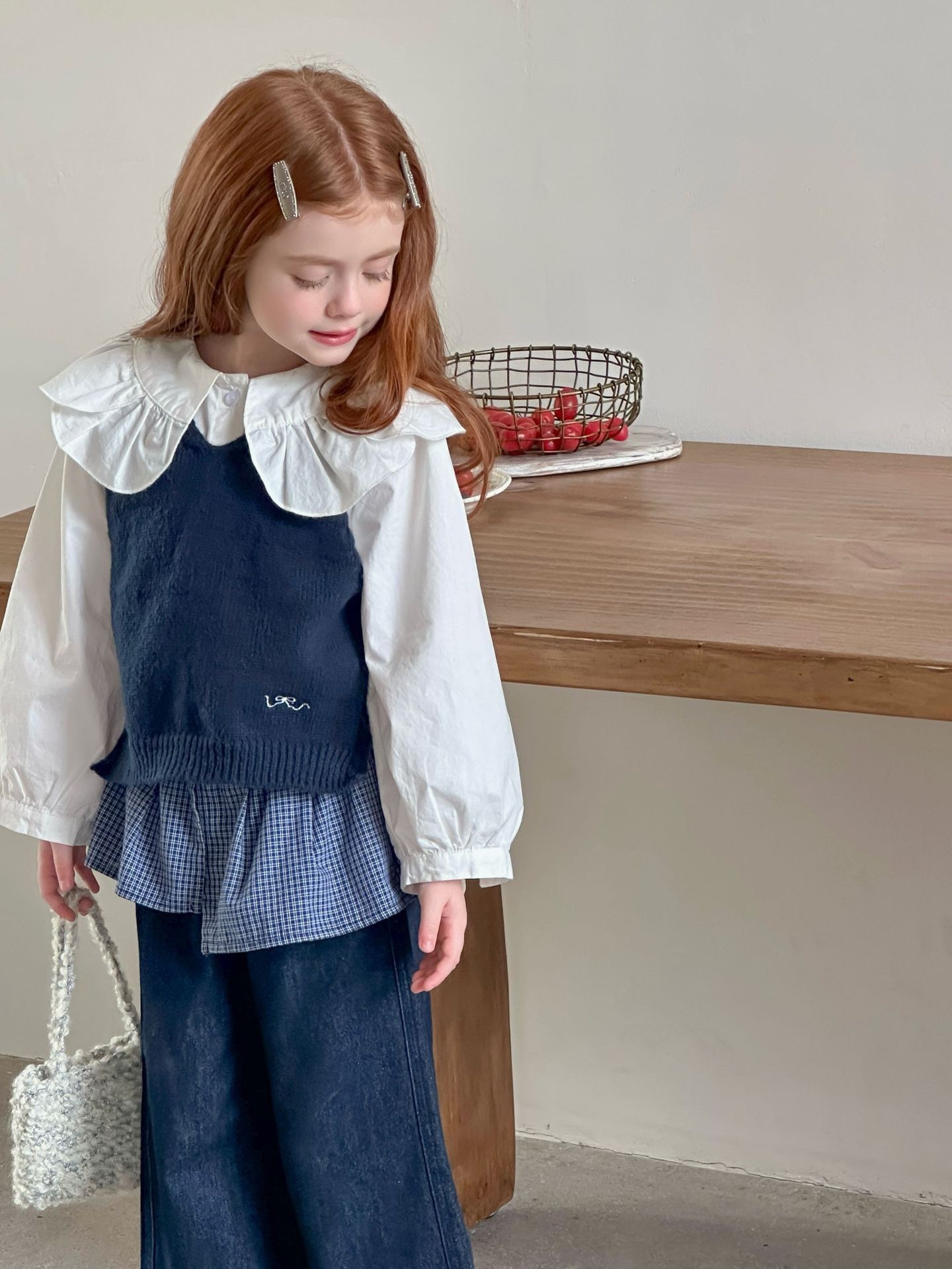 大翻領米白上衣