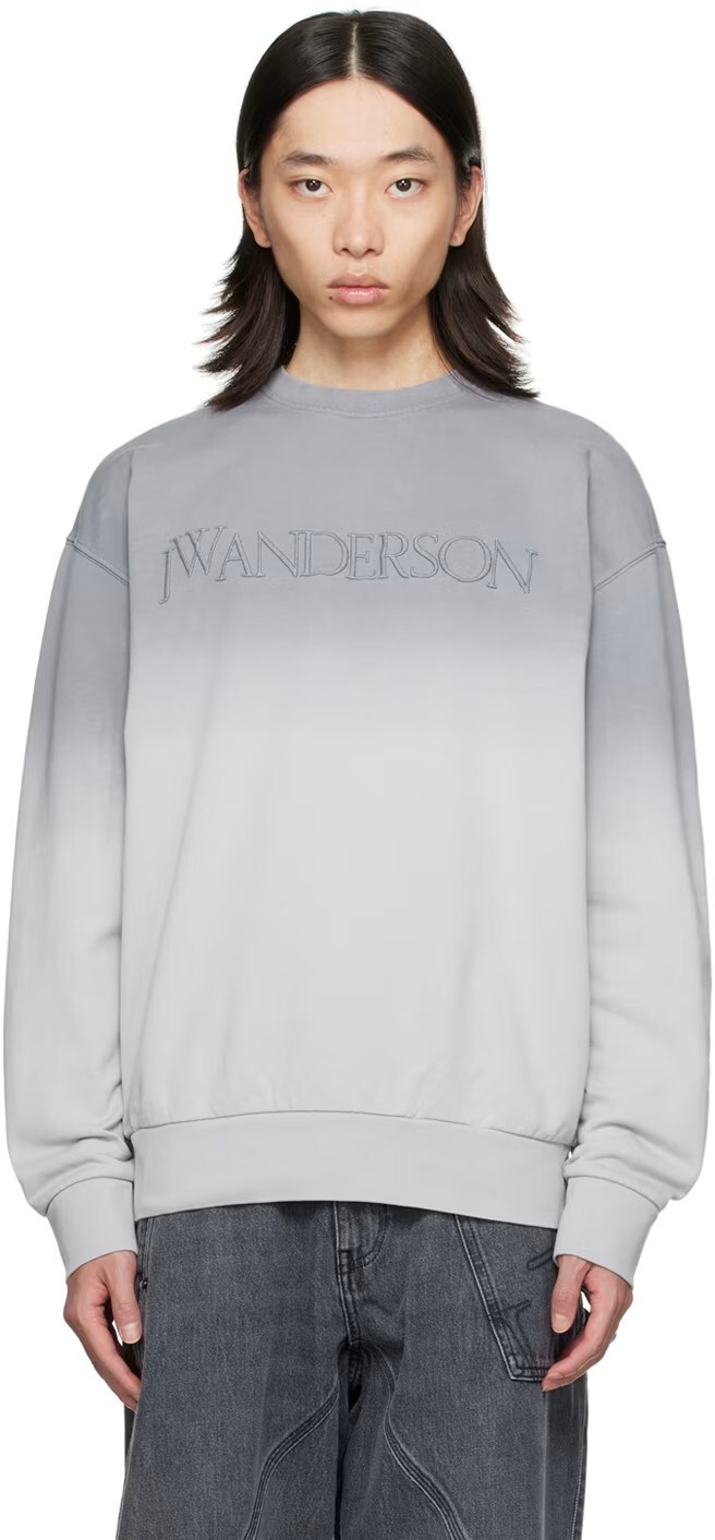 【Focus Store】預購 JW Anderson Embroidered-Logo Gradient Sweatshirt " Gray" 灰色 大學T