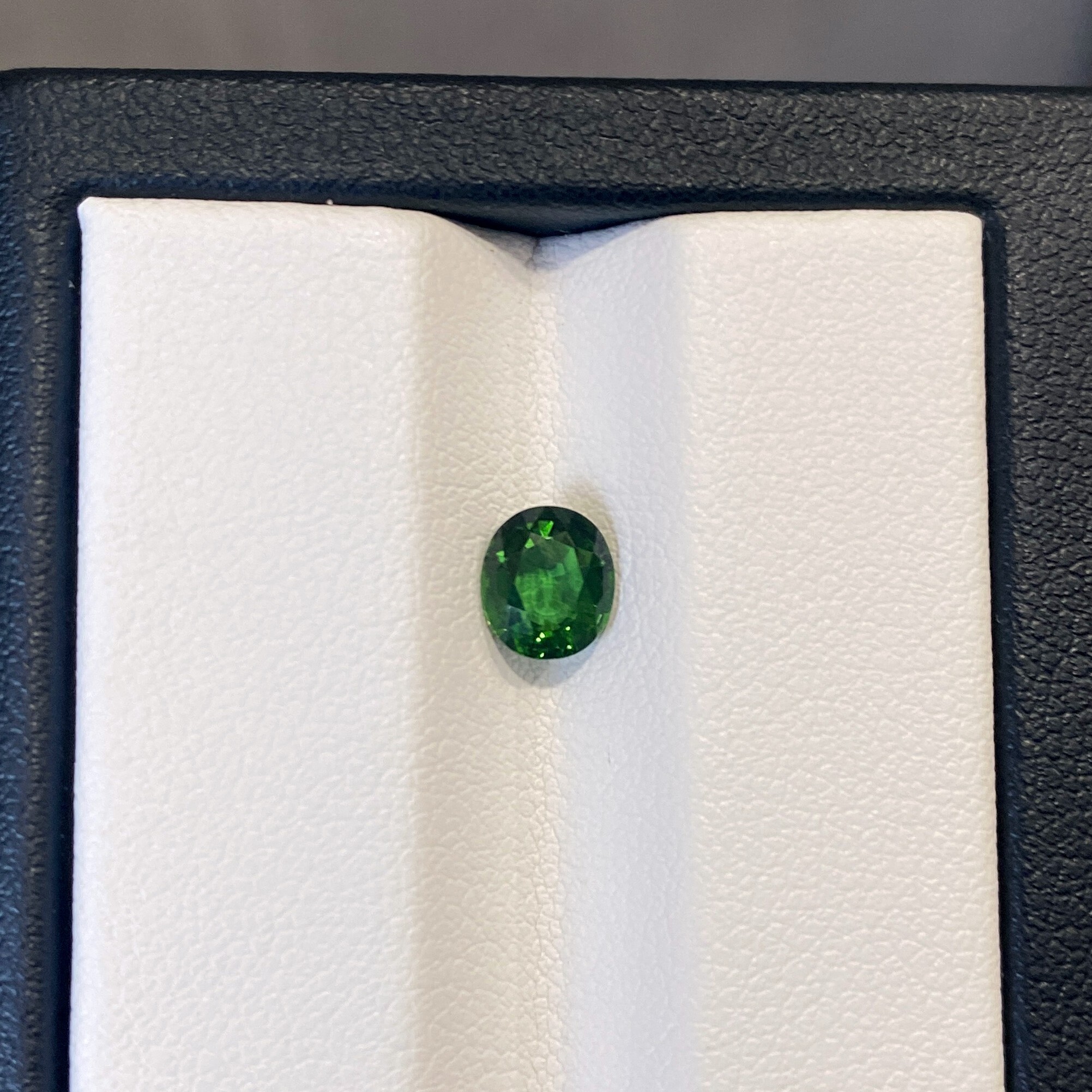 0.82-carat oval-cut chrome tourmaline with beautiful vivid color.