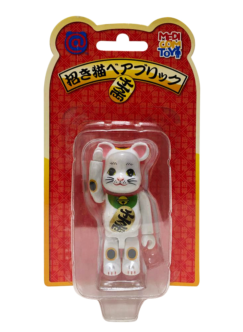 BEARBRICK 招き猫 White Lucky Cat Ver.1 白招財貓 100%