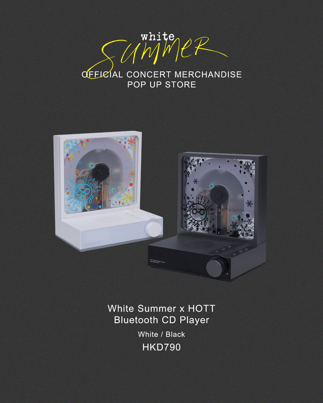 White Summer x  HOTT Bluetooth CD player (Black / White)