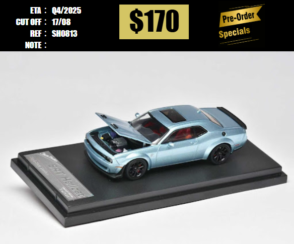 PO-$170 * STANCE HUNTERS * 1:64 DODGE CHALLENGER SRT HELLCAT ICE BLUE [OD13/08]