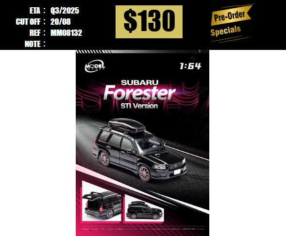 PO-$130 * MODEL MODEL * 1:64 SUBARU FORESTER SG9 STI BLACK [OD13/08]