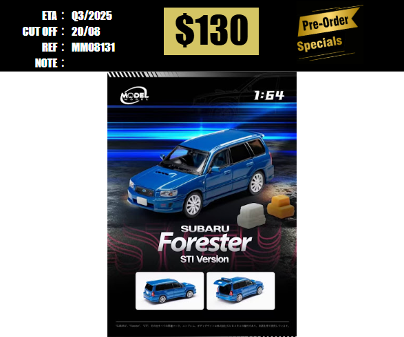 PO-$130 * MODEL MODEL * 1:64 SUBARU FORESTER SG9 STI BLUE [OD13/08]
