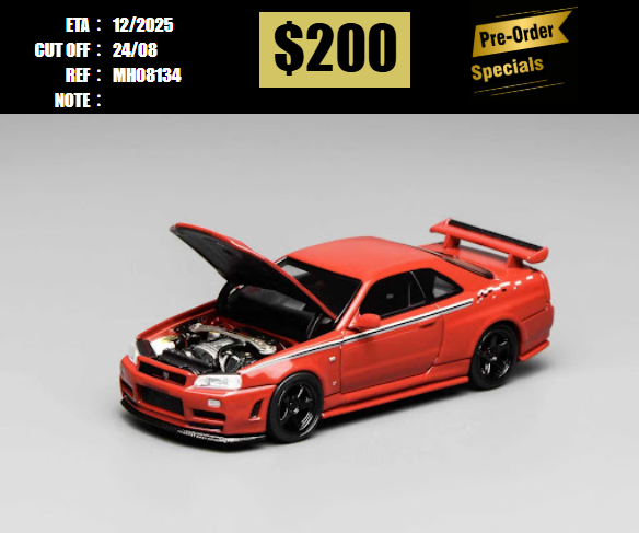 PO-$200 * MOTORHELIX * 1:64 NISSAN SKYLINE GT-R R34 NISMO Z-TUNE NISMO RED [OD13/08]