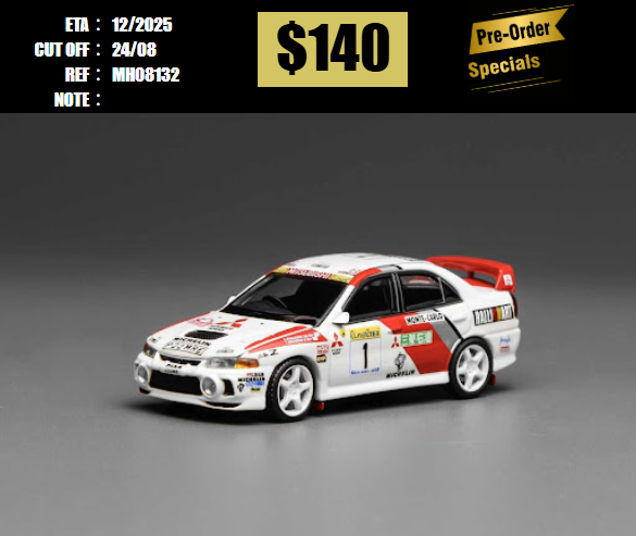 PO-$140 * MOTORHELIX * 1:64 MITSUBISHI LANCER EVOLUTION IV GSR #1 MONTE CARLO [OD13/08]