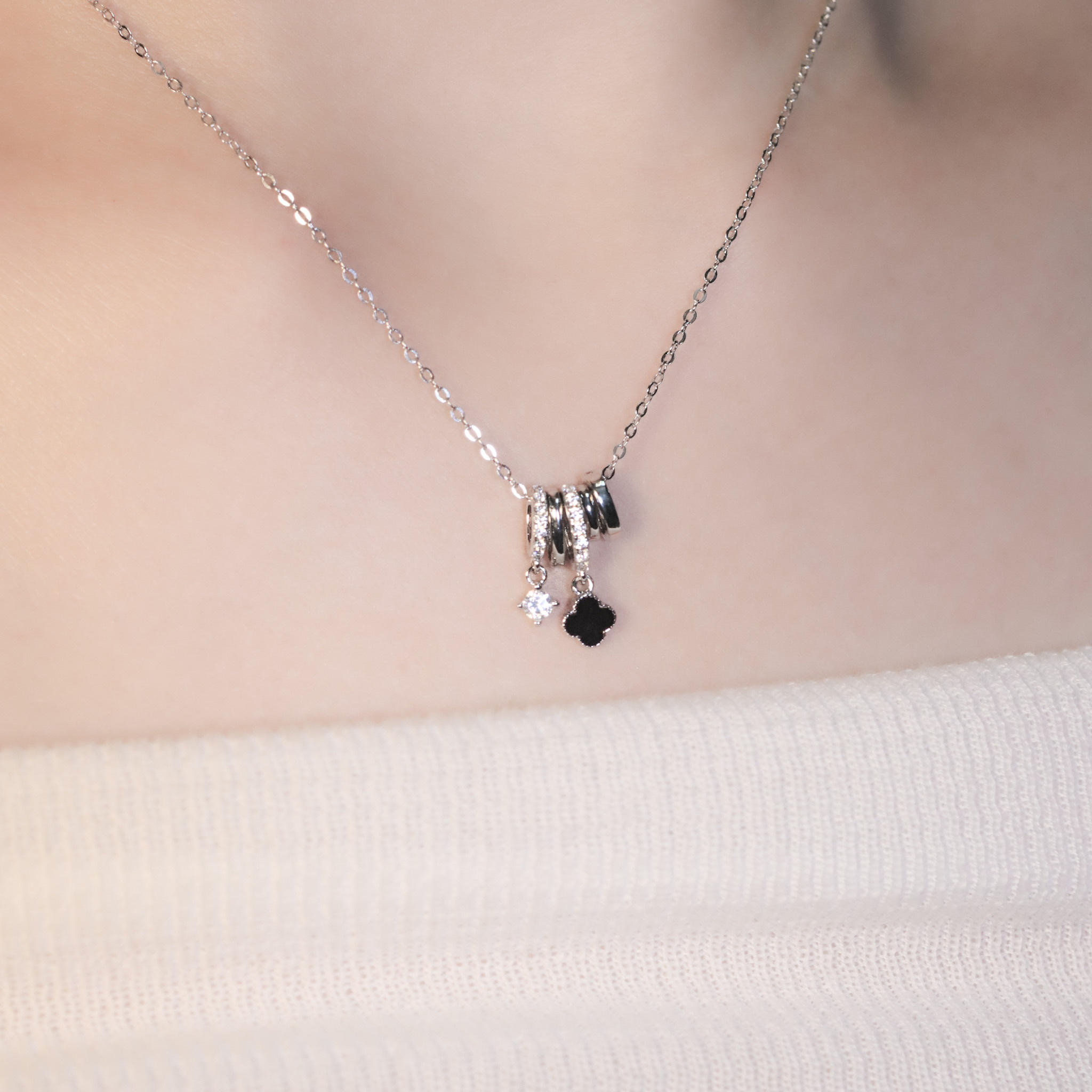 | 925純銀・厚鍍白金 | 幸福流星項鍊 | NE1463 |