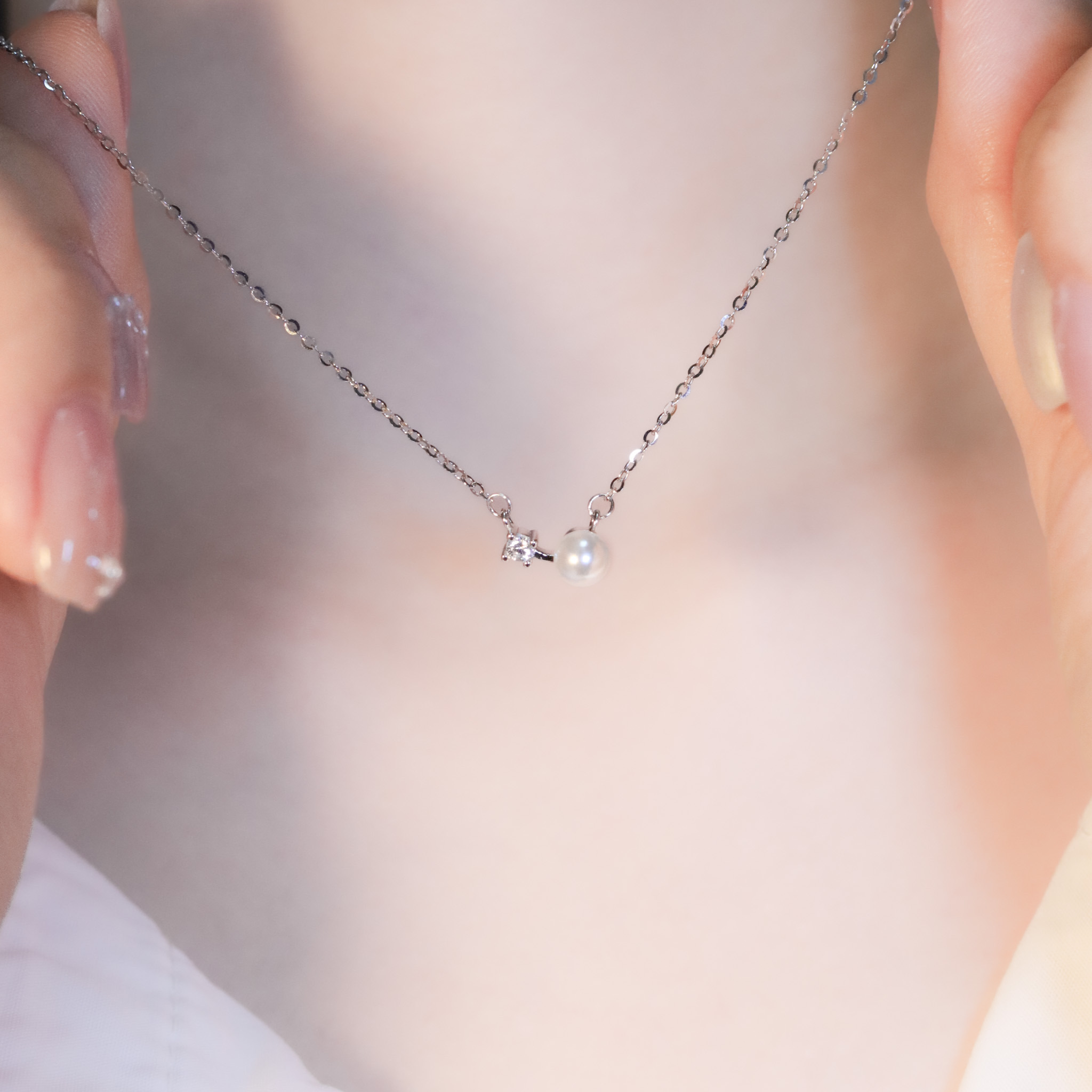 | 925純銀・白金・珍珠 | 星趣小橋項鍊 | NE1449 |