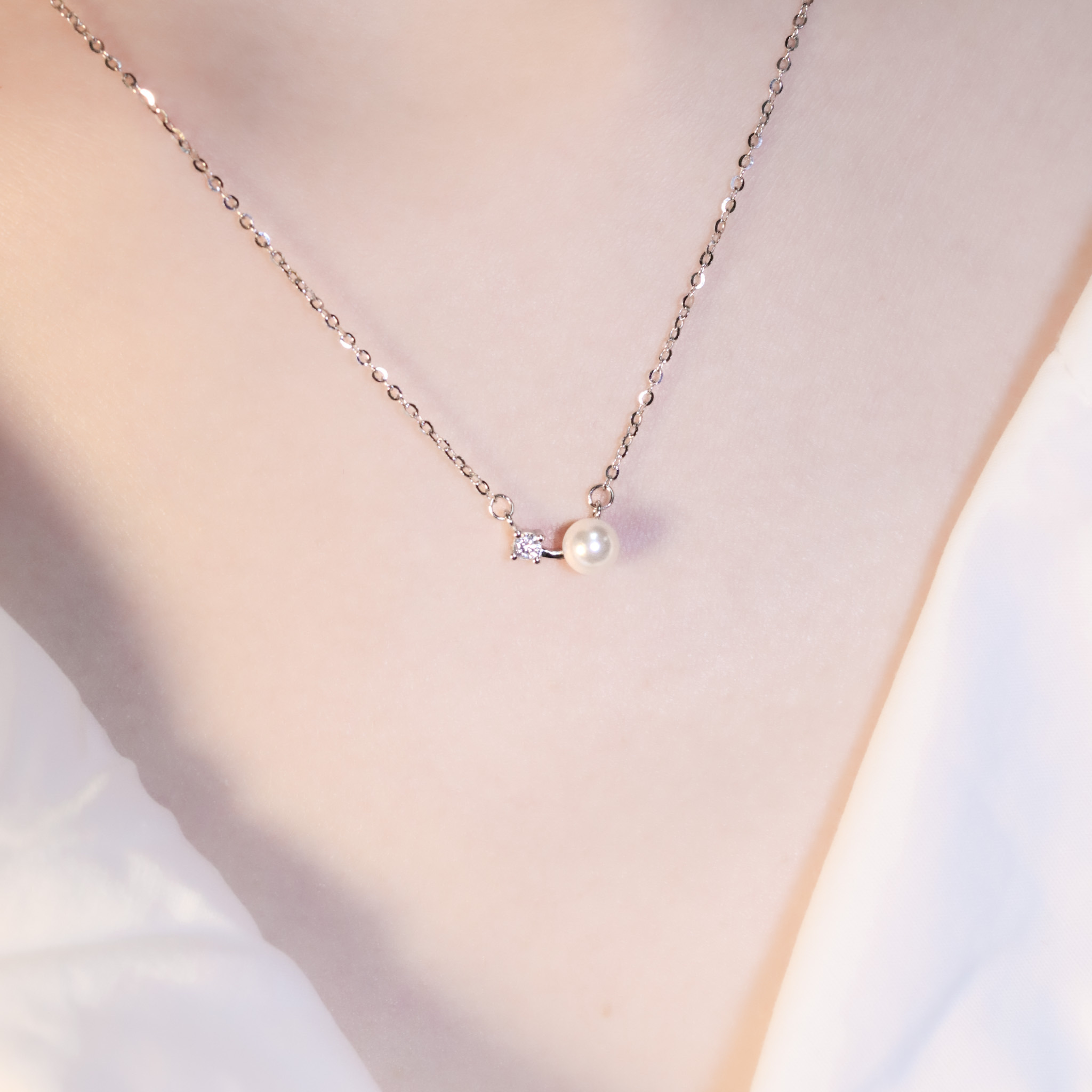 | 925純銀・白金・珍珠 | 星趣小橋項鍊 | NE1449 |