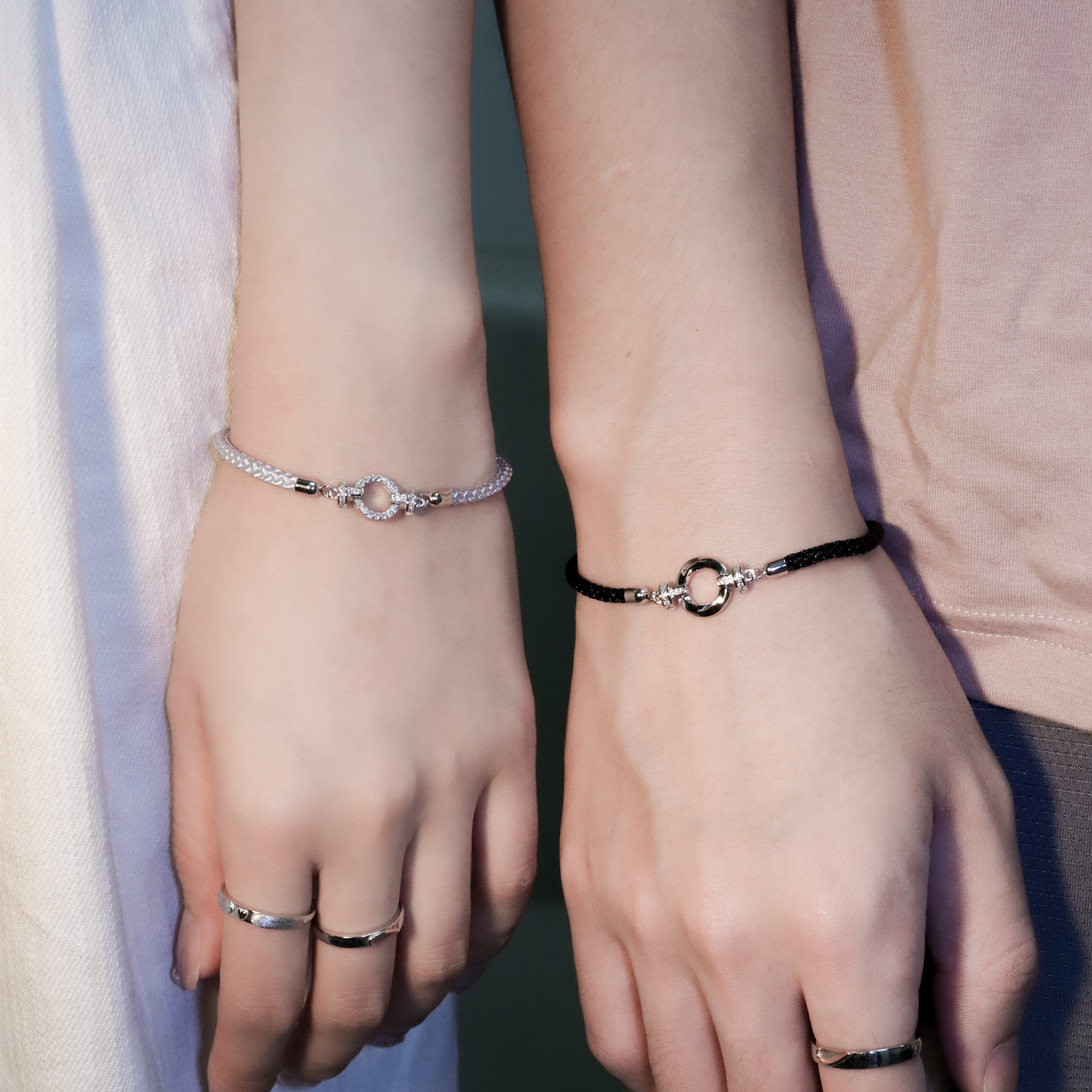 | 925純銀・厚鍍白金 | 成為彼此的舒適圈情侶手繩 （男款 /女款） | BR1387 |