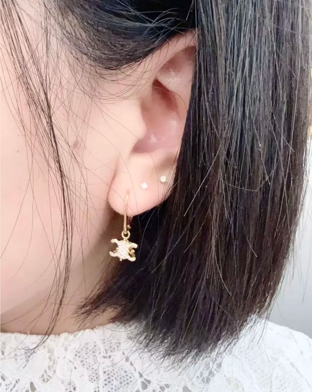 Celine Triomphe Solitaire Sparkle Earrings