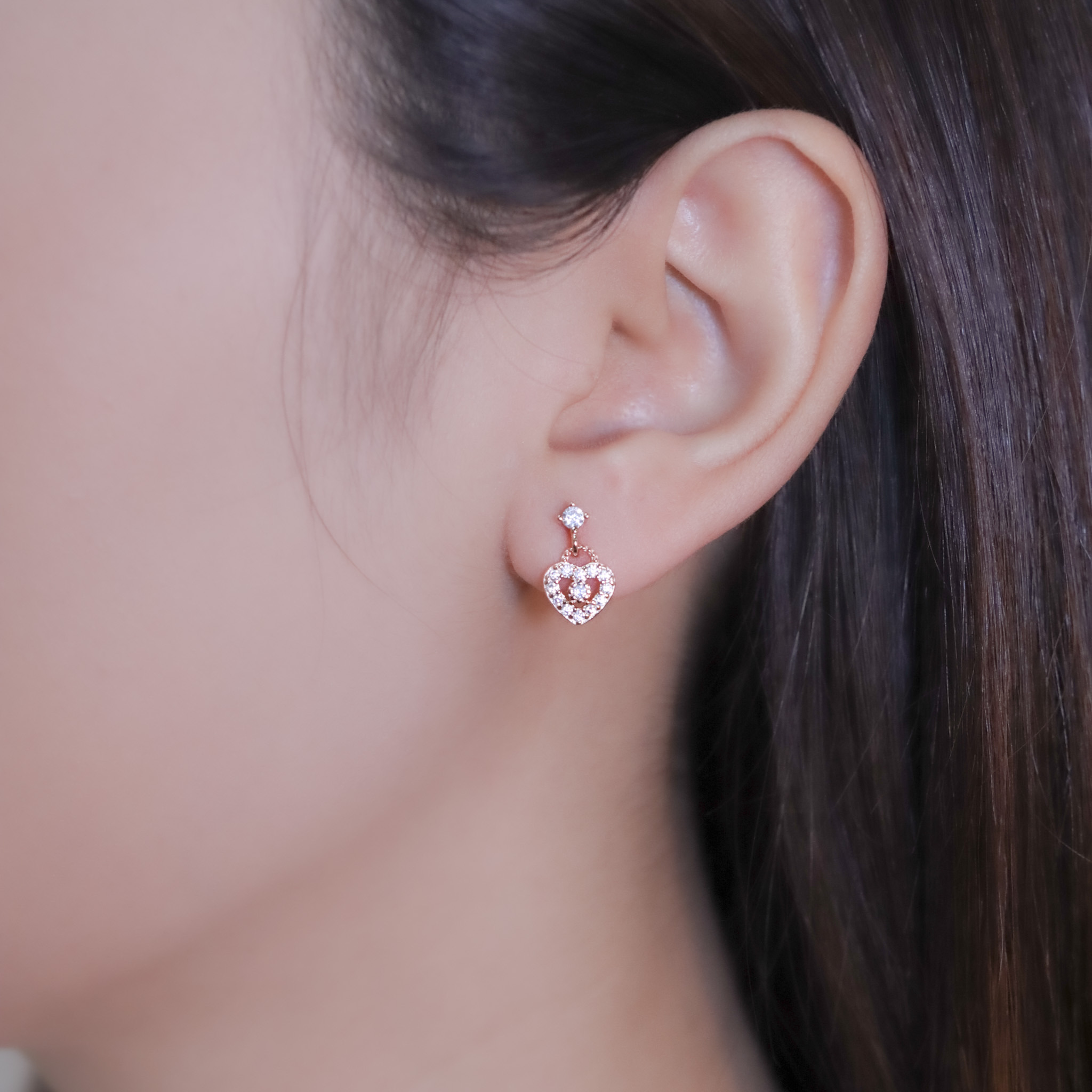 | 925純銀・白金・玫瑰金 | 愛意小鎖耳環 (銀/玫瑰金) | EA1018 |