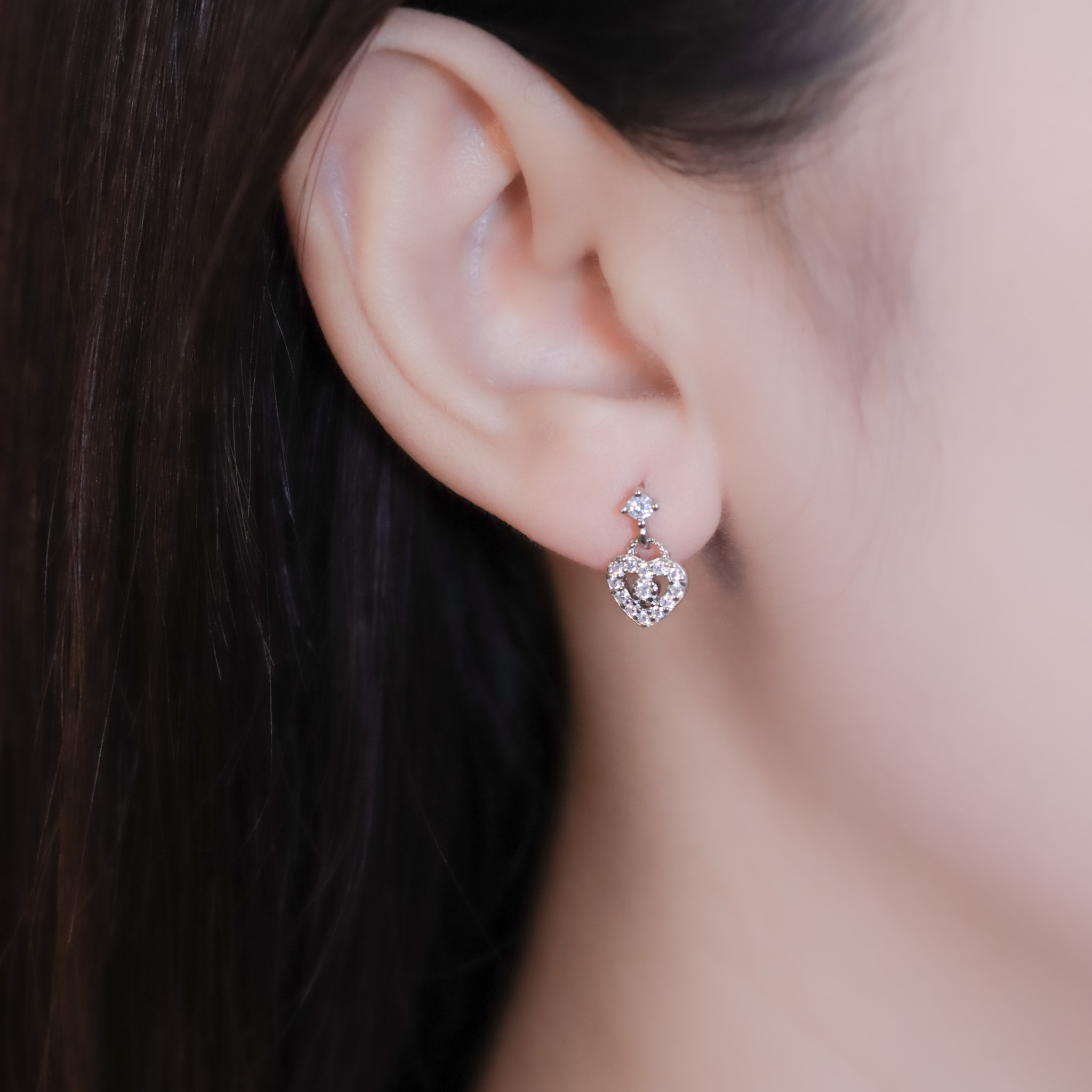 | 925純銀・白金・玫瑰金 | 愛意小鎖耳環 (銀/玫瑰金) | EA1018 |