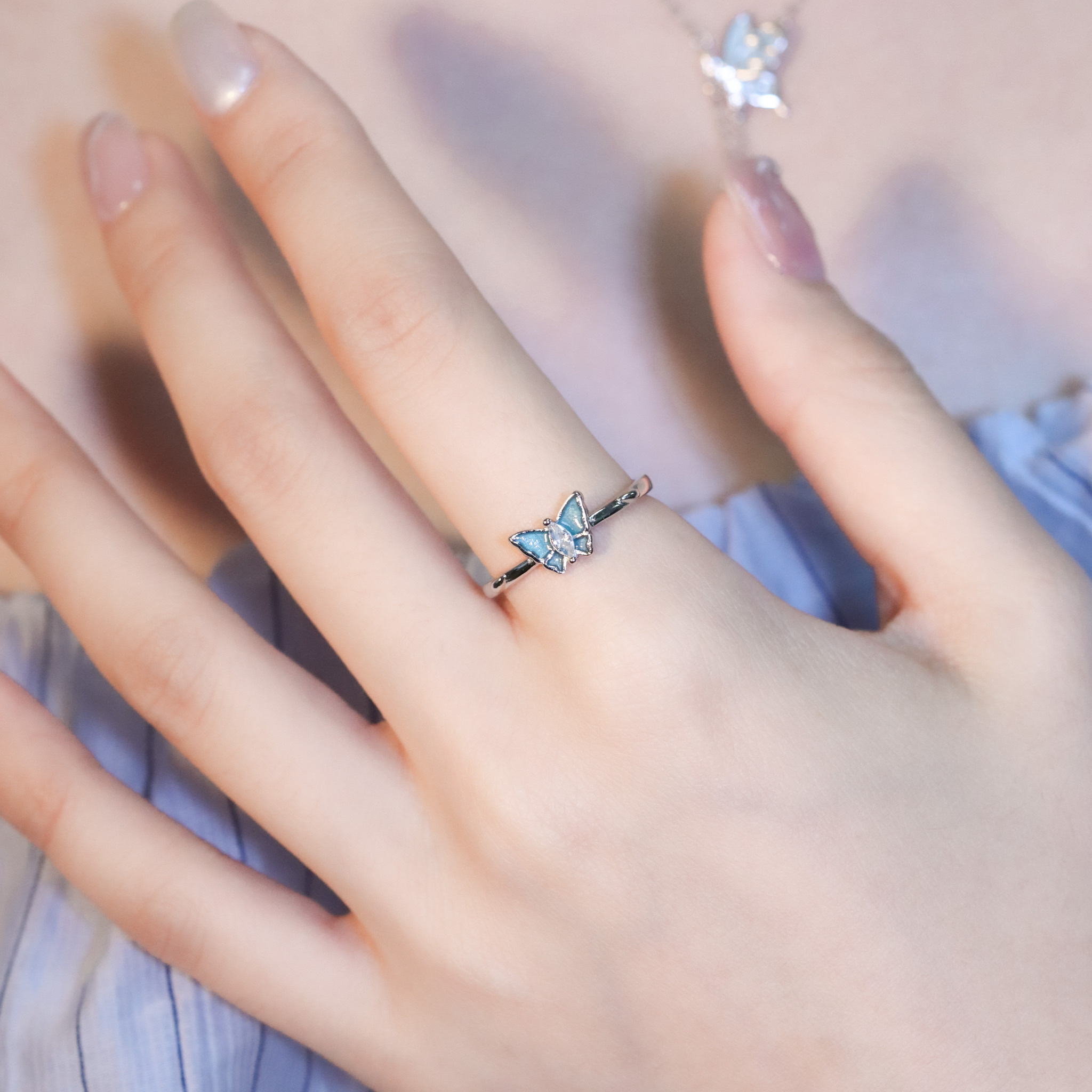 | 925銀 | 藍蝶心意效應戒指 | RI0932 |