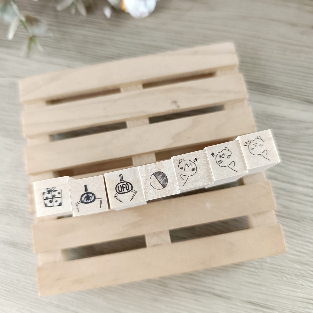 がまぞく工房Rei．1.2x1.2cm日本原創櫸木印章 共七款