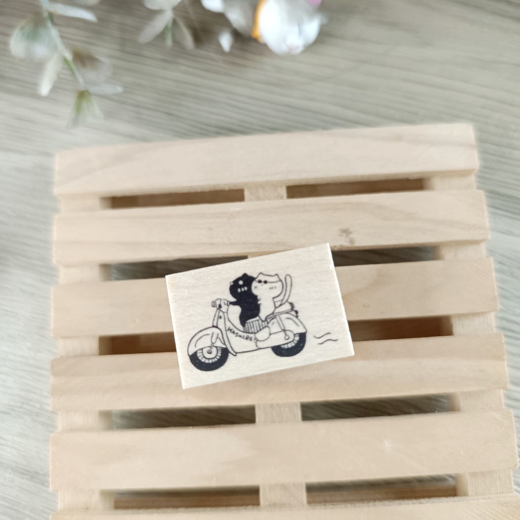 がまぞく工房Rei．雙載貓咪 3x2cm日本原創印章