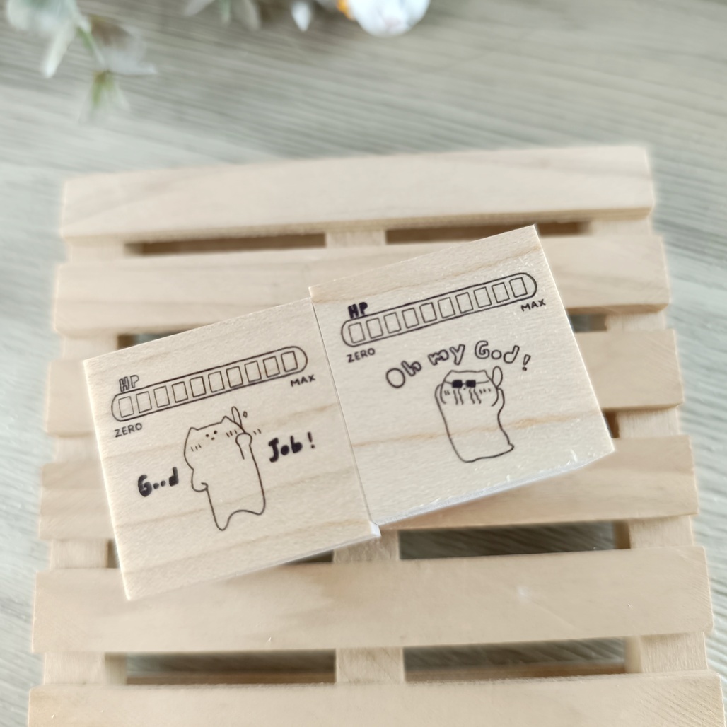 がまぞく工房Rei．HP貓咪血條 3x3cm日本原創印章 共2款