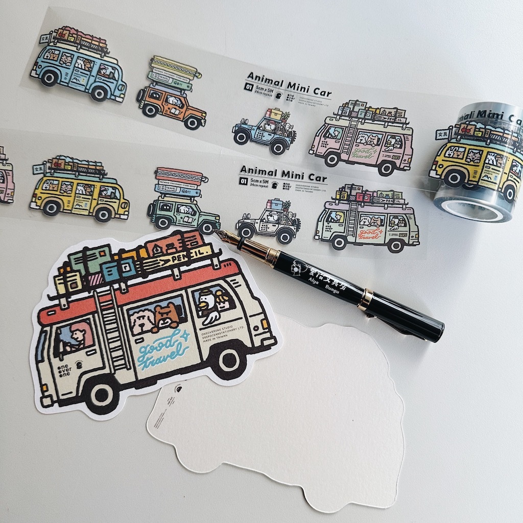 動物小車 軋型明信片｜1/1工作室