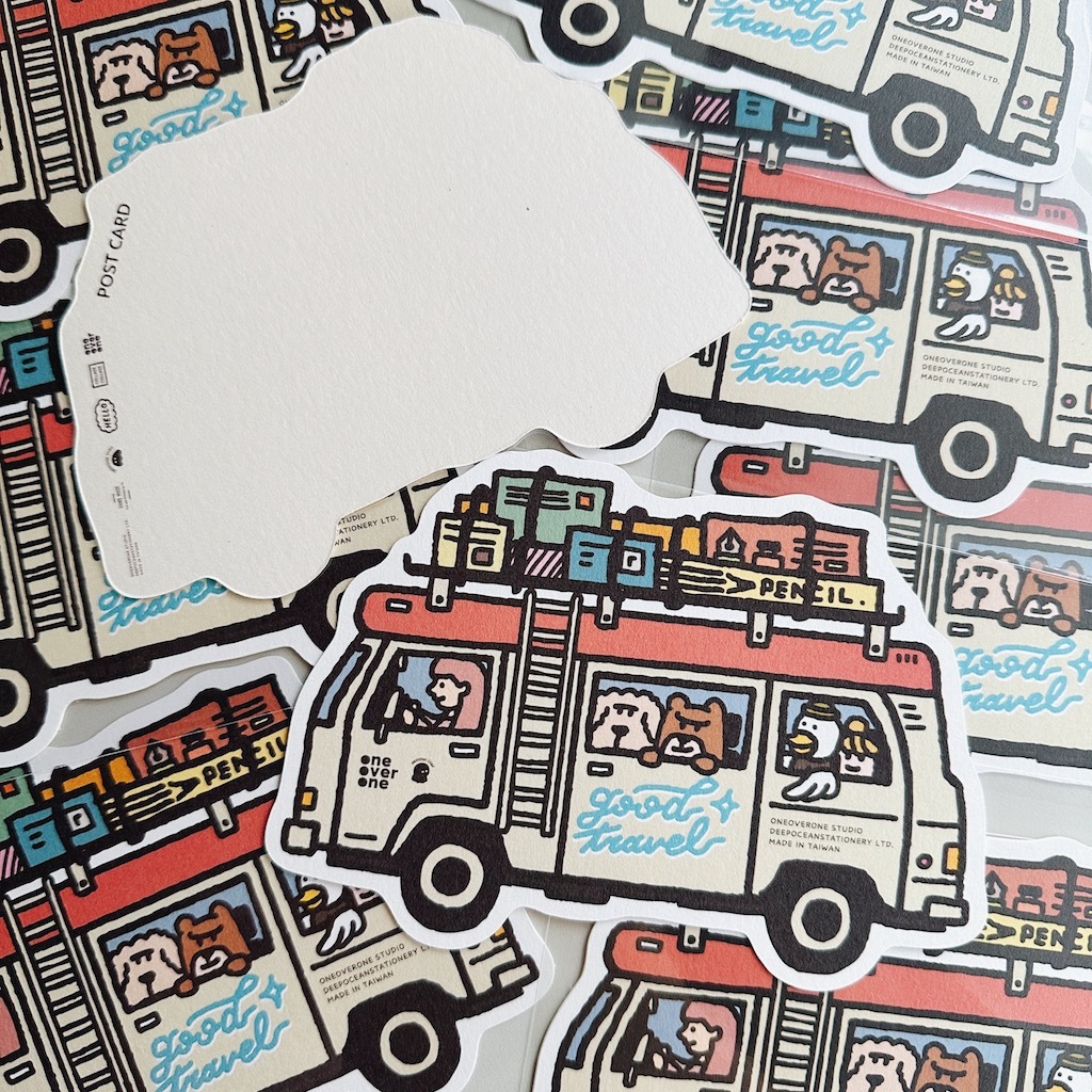 動物小車 軋型明信片｜1/1工作室