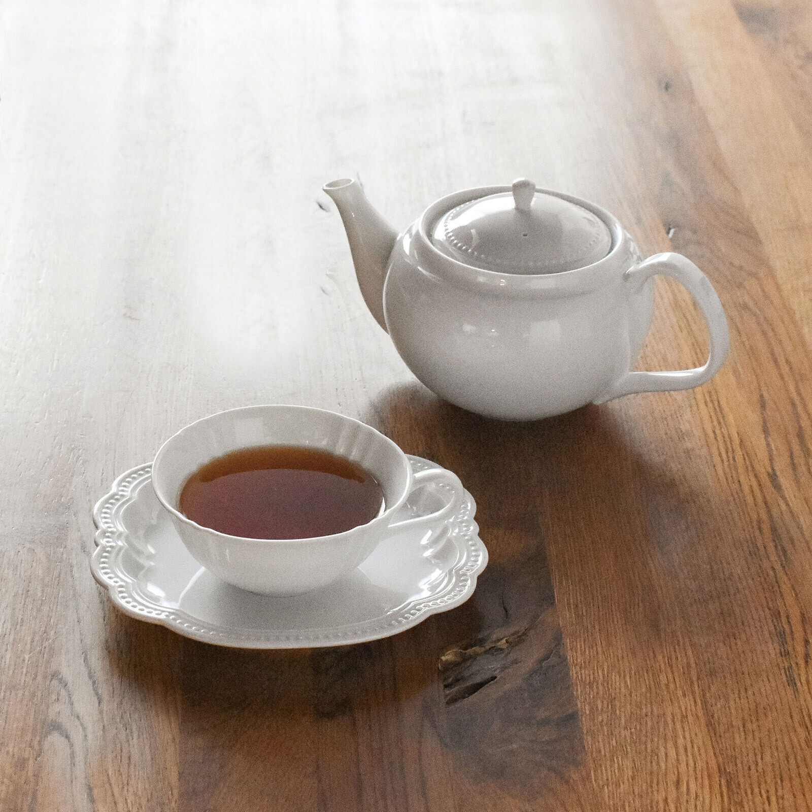 日本製美濃燒 白瓷器 優雅下午茶 杯盤組｜日本Aito製作所