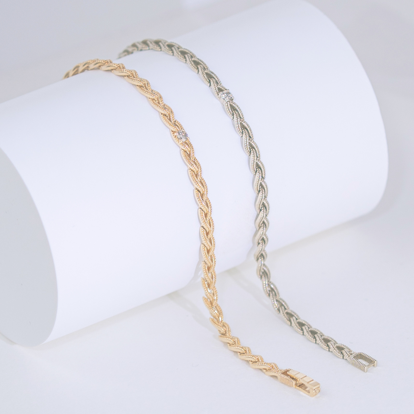 14K Hazy厚編織麻花真鑽手鍊