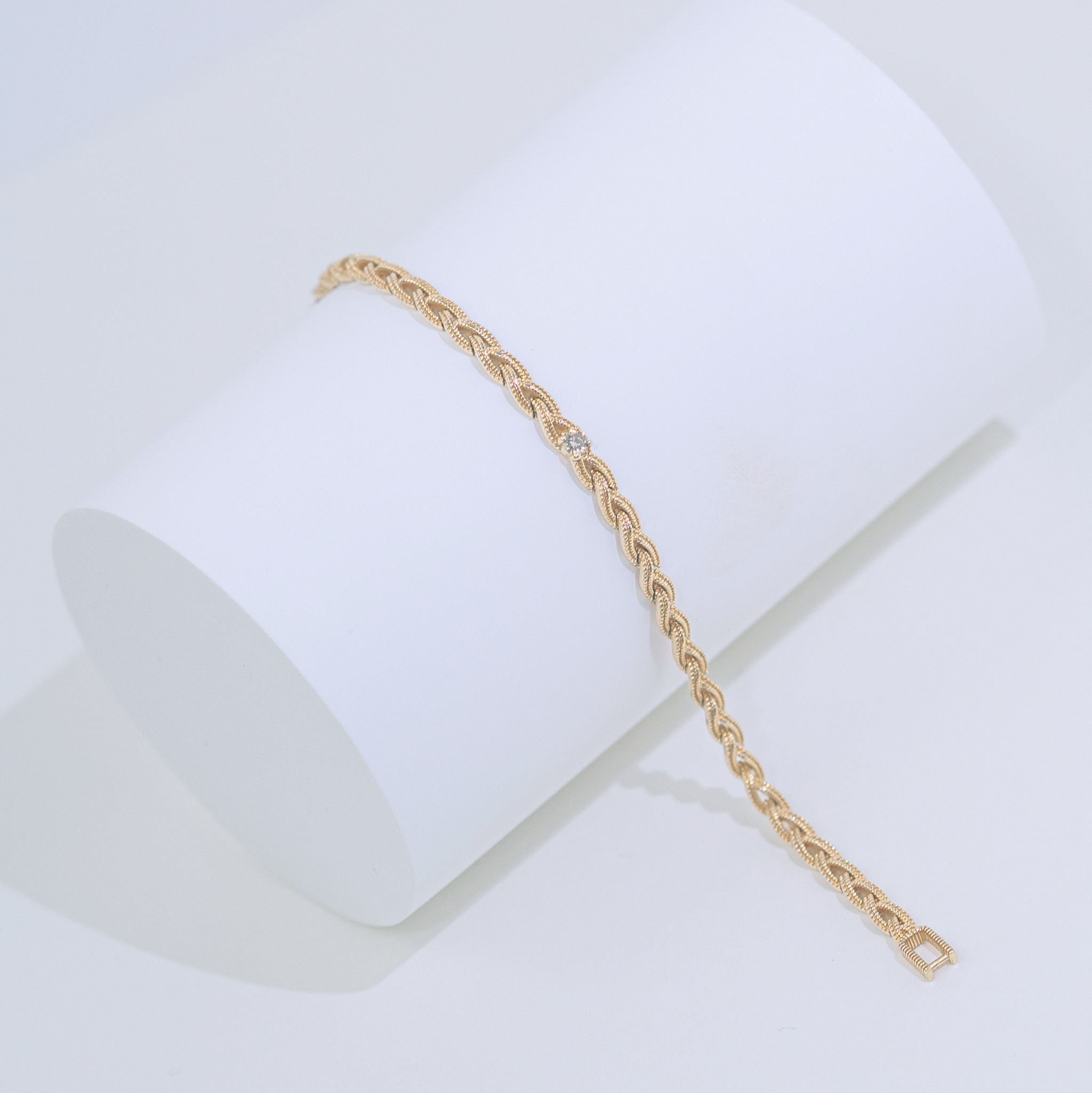 14K Hazy厚編織麻花真鑽手鍊