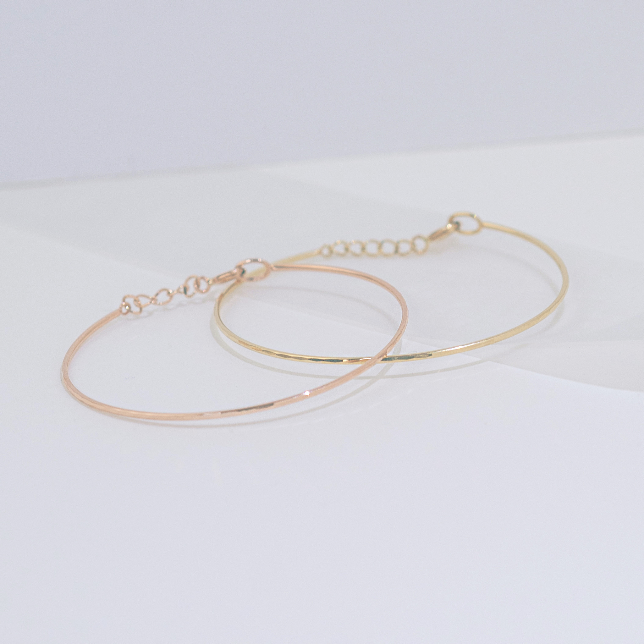 14K鍛敲切割手鐲