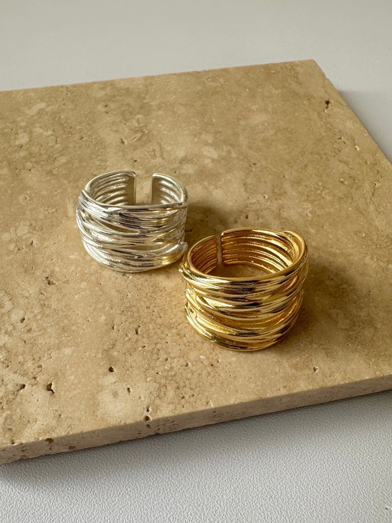 S925 cross line wide ring