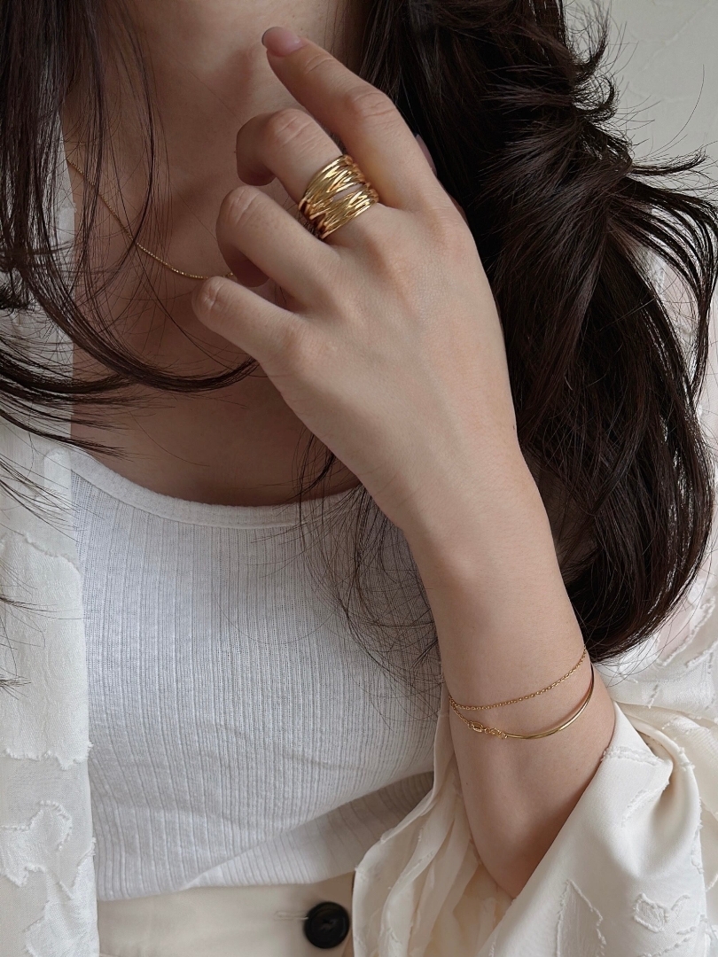 S925 cross line wide ring