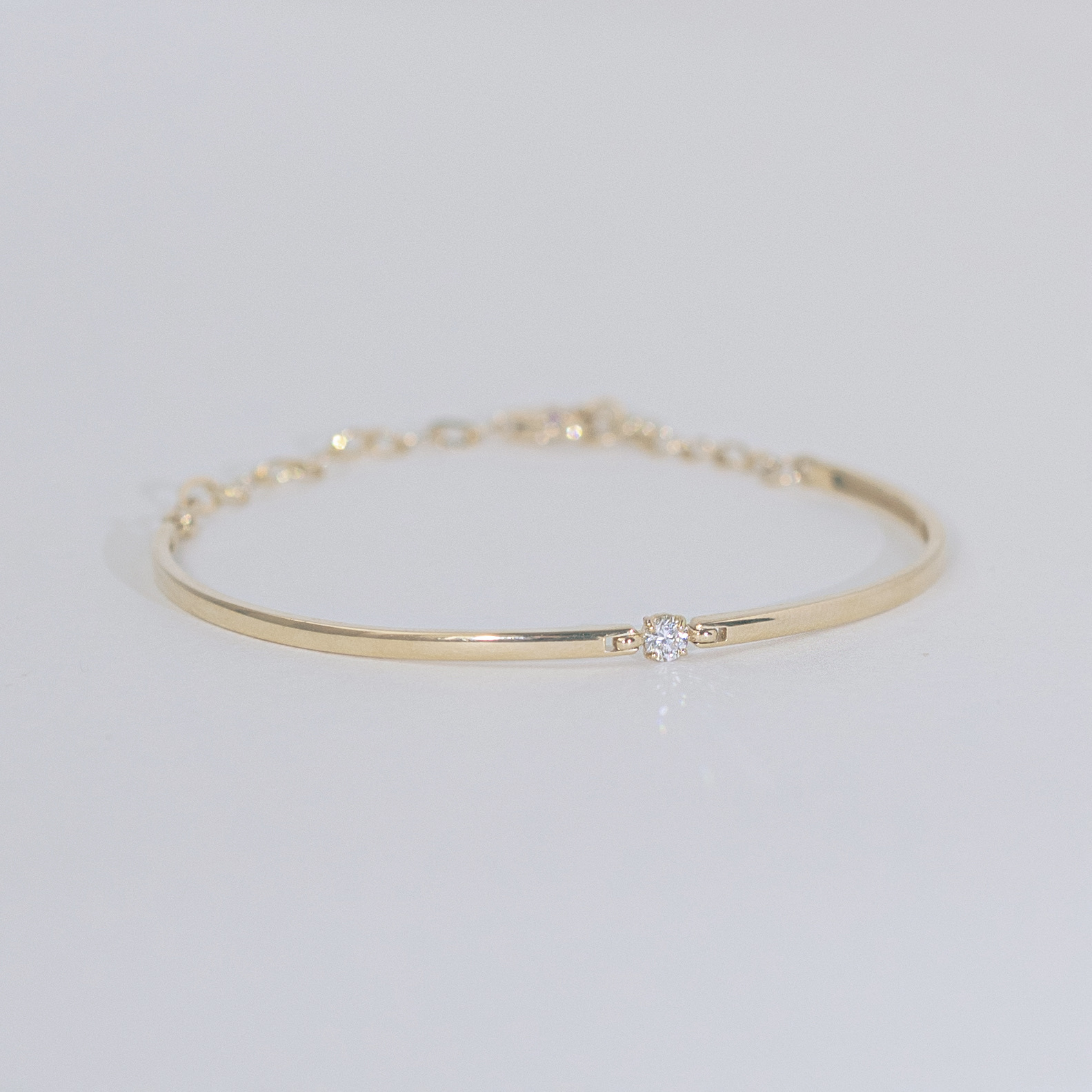 14K四爪10分鑽石半硬式手鐲