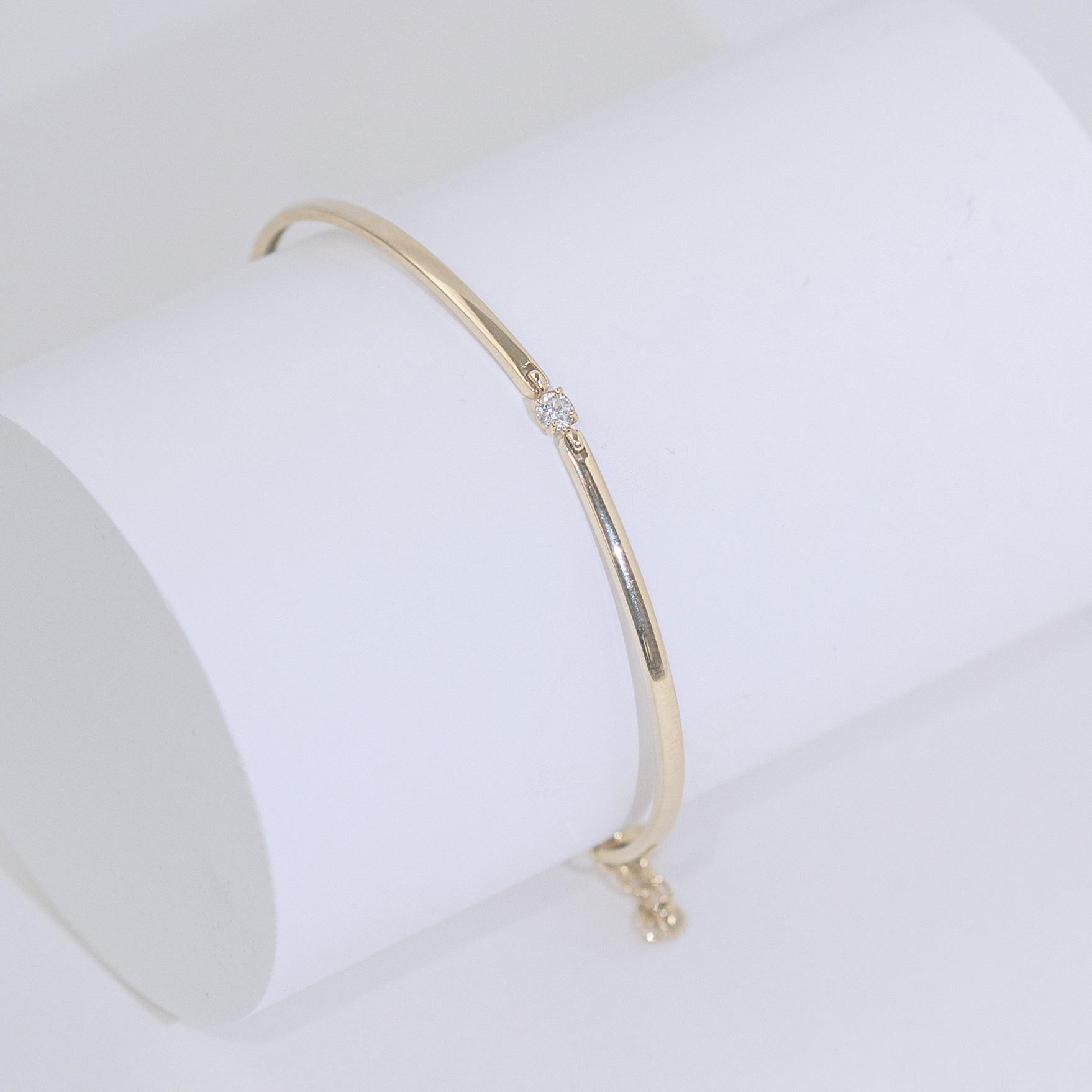 14K四爪10分鑽石半硬式手鐲