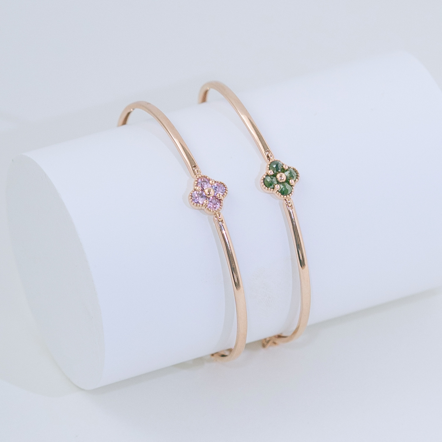 14K四葉草鑽石原礦手鐲