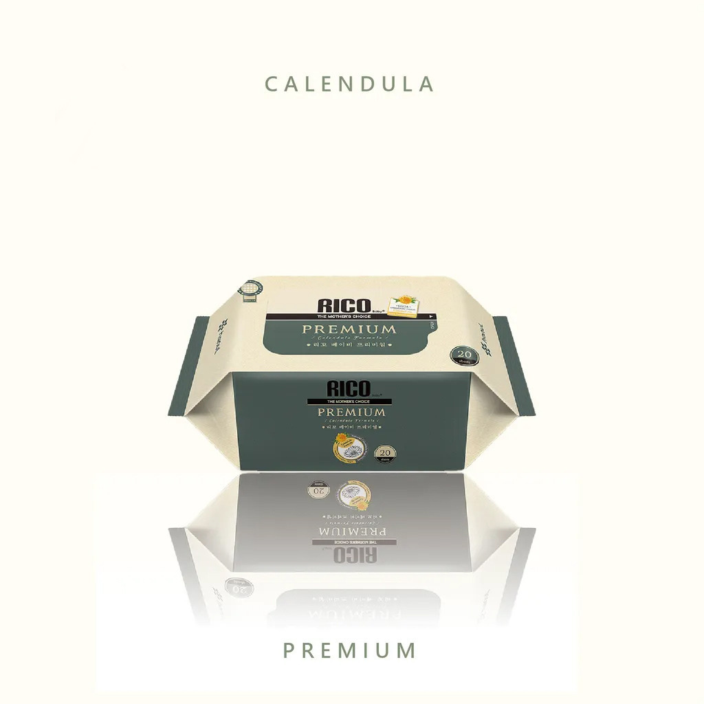 韓國 RICO baby 金盞花有機天然超厚濕紙巾-Premium系列 20抽(無蓋款)