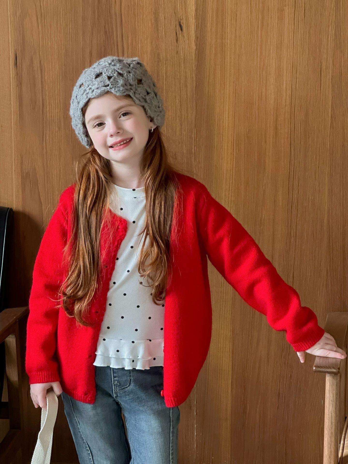 飽和色花邊針織外套