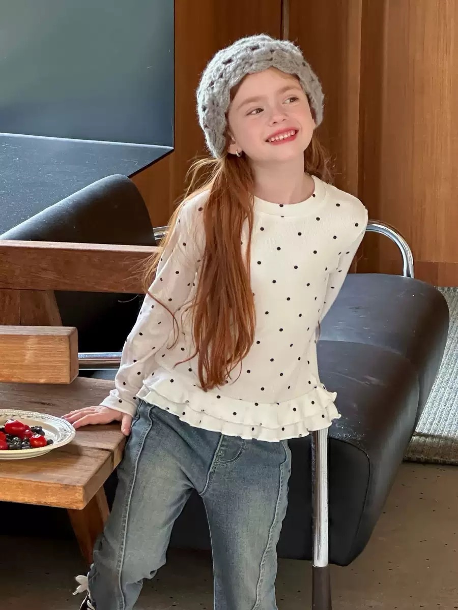 必收軟糯波點上衣