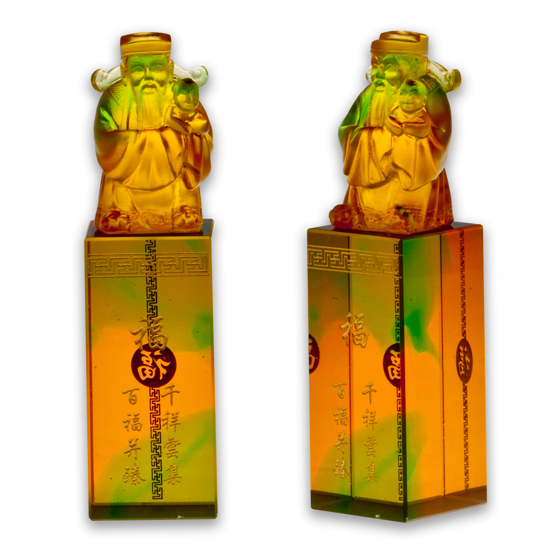 琉璃福祿壽印璽三入組｜開運擺飾 收藏送禮首選