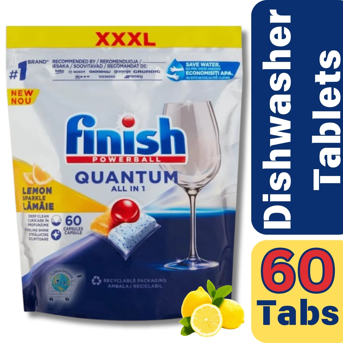 Finish Quantum 量子極淨洗碗凝珠60 粒裝 (檸檬味)